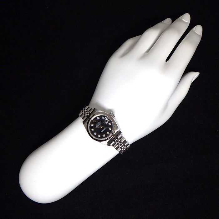 ロレックス Rolex 腕時計 デイトジャスト 79174G P番 2000年製 10ポイント ダイヤインデックス ブラック文字盤 デイト K18WG SS 自動巻き 【中古】