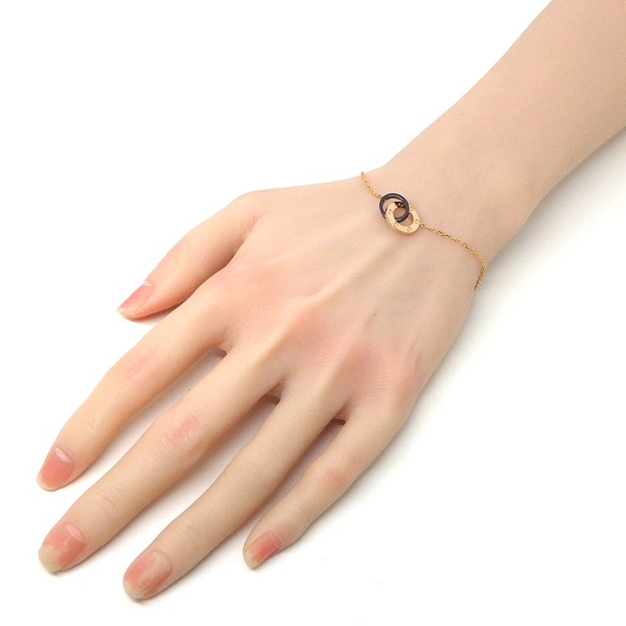 カルティエ Cartier ブレスレット ラブ サークル リンク ダイヤモンド K18PG ブラック セラミック 黒 【中古】