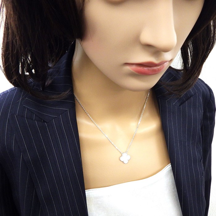 ヴァンクリーフ＆アーペル Van Cleef & Arpels ネックレス ヴィンテージアルハンブラ VCARF48700 マザー オブ パール ホワイト シェル K18WG 白 【中古】