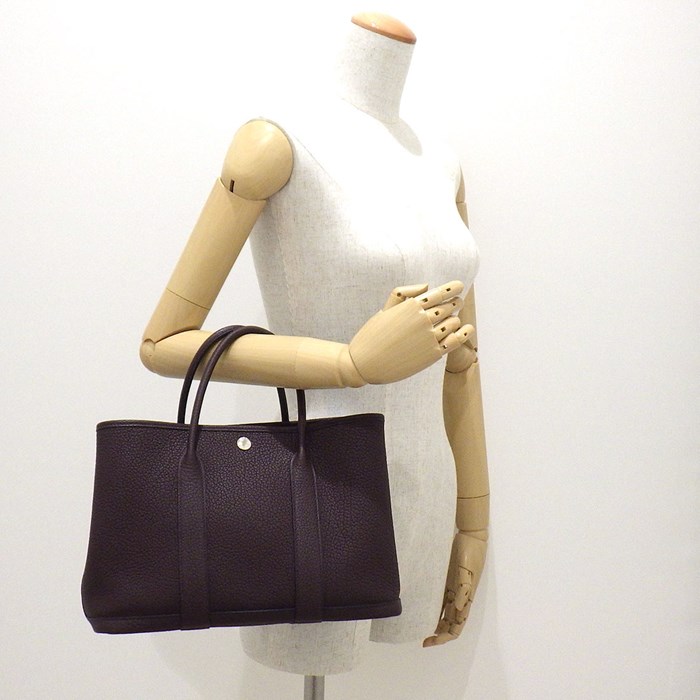 エルメス HERMES ハンドバッグ トートバッグ ガーデンパーティ TPM Z刻印 2021年 ルージュセリエ ネゴンダ シルバー金具 【中古】