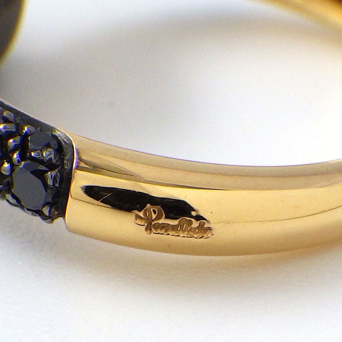 ポメラート Pomellato リング ヌード プチ PAB7040_OT000_DBKOS 1ポイント 黒曜石 オブシディアン 4.30ct 36ポイント ハーフサークル パヴェ ブラック ダイヤモンド 0.46ct K18PG チタン 9号 / #50 【中古】