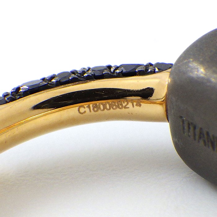 ポメラート Pomellato リング ヌード プチ PAB7040_OT000_DBKOS 1ポイント 黒曜石 オブシディアン 4.30ct 36ポイント ハーフサークル パヴェ ブラック ダイヤモンド 0.46ct K18PG チタン 9号 / #50 【中古】