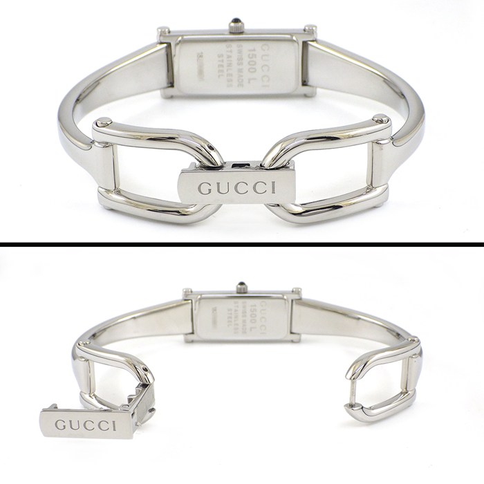 グッチ GUCCI 腕時計 ブレスウォッチ 1500L 1ポイント ダイヤインデックス GG柄 シルバー文字盤 SS クオーツアナログ 【中古】