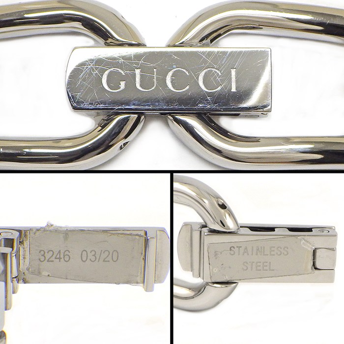 グッチ GUCCI 腕時計 ブレスウォッチ 1500L 1ポイント ダイヤインデックス GG柄 シルバー文字盤 SS クオーツアナログ 【中古】