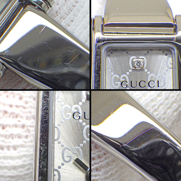 グッチ GUCCI 腕時計 ブレスウォッチ 1500L 1ポイント ダイヤインデックス GG柄 シルバー文字盤 SS クオーツアナログ 【中古】