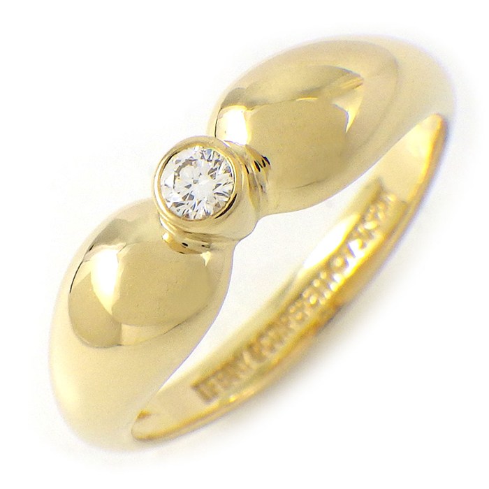 ティファニー Tiffany & Co. リング ダブルティアドロップ 1ポイント ダイヤモンド K18YG 10号 / 2.2 【中古】