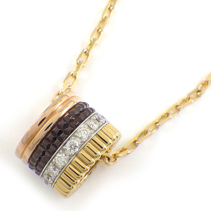 ブシュロン BOUCHERON ネックレス キャトルクラシック ラージ JPN00669 スリーカラー 16ポイント ダイヤモンド 計0.24ct ブラウン PVD K18PG K18WG K18YG 【中古】