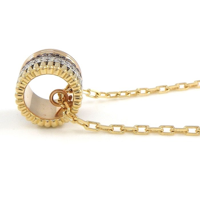 ブシュロン BOUCHERON ネックレス キャトルクラシック ラージ JPN00669 スリーカラー 16ポイント ダイヤモンド 計0.24ct ブラウン PVD K18PG K18WG K18YG 【中古】