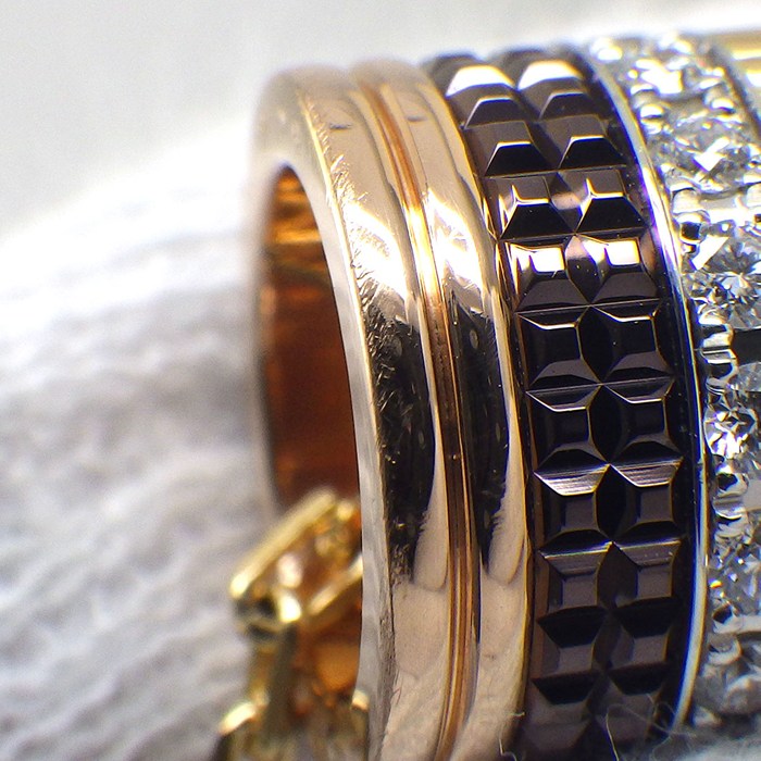 ブシュロン BOUCHERON ネックレス キャトルクラシック ラージ JPN00669 スリーカラー 16ポイント ダイヤモンド 計0.24ct ブラウン PVD K18PG K18WG K18YG 【中古】