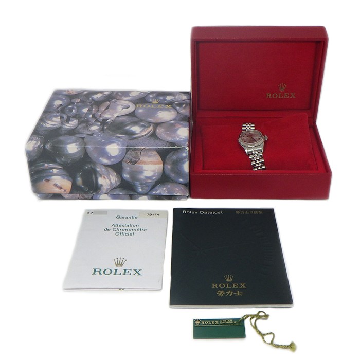 ロレックス Rolex 腕時計 デイトジャスト 79174 Y番 2002年 フルーテッドベゼル サンレイ シルバー文字盤 ジュビリーブレス K18WG SS 自動巻き 【箱・保付き】 【中古】