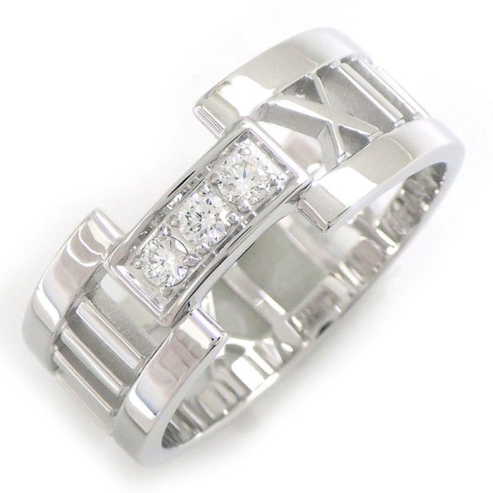 ティファニー Tiffany & Co. リング アトラス オープン 3ポイント ダイヤモンド K18WG 16.5号 【中古】