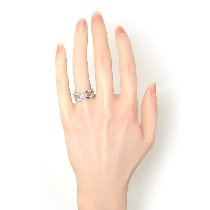 ティファニー Tiffany & Co. リング アトラス オープン 3ポイント ダイヤモンド K18WG 16.5号 【中古】