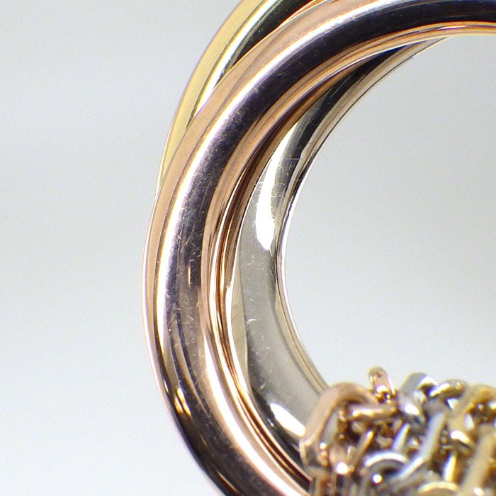 カルティエ Cartier ピアス トリニティ スウィング ドロップ サークル フープ トリプルチェーン スリーカラー K18PG K18WG K18YG 【中古】