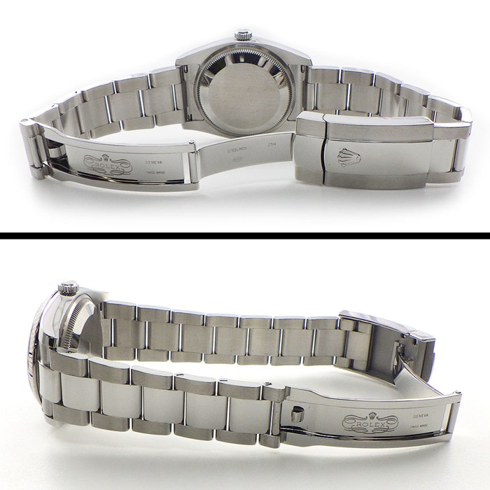 ロレックス Rolex 腕時計 オイスターパーペチュアル デイト 115234G 5ポイント ダイヤインデックス ブラック文字盤 ランダムシリアル ルーレット刻印 K18WG SS 自動巻き 【中古】