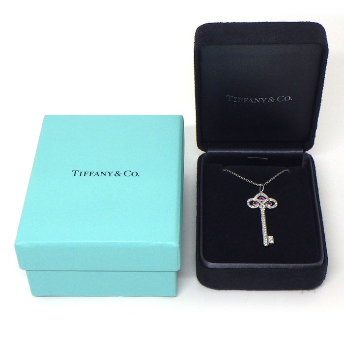 ティファニー Tiffany & Co. ネックレス フルールドリス キー 3ポイント ルビー ダイヤモンド PT950 【中古】