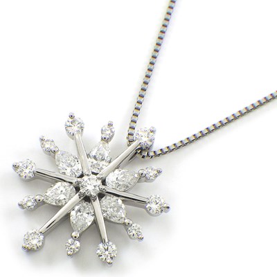 モアサナイト　ネックレス　5ct　インペリアルカット　スノーフレーク モアサナイト ネックレス 5ct インペリアルカット