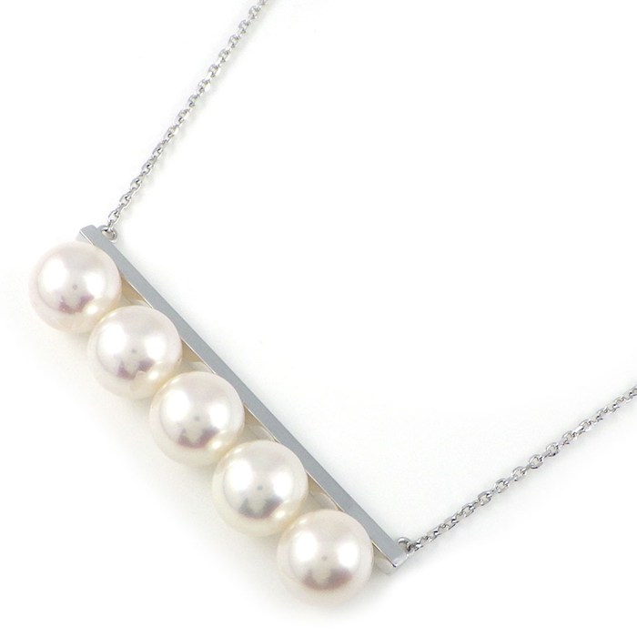 タサキ 田崎真珠 TASAKI ネックレス バランス シグネチャー P-15884-18KWG 5ポイント あこや真珠 8.5mm珠 K18WG 【中古】