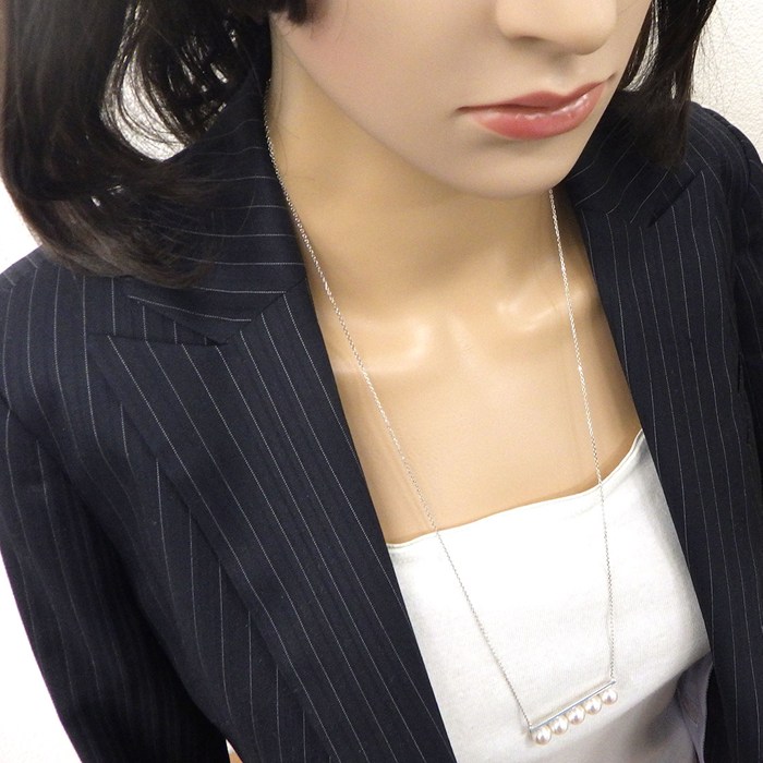 タサキ 田崎真珠 TASAKI ネックレス バランス シグネチャー P-15884-18KWG 5ポイント あこや真珠 8.5mm珠 K18WG 【中古】
