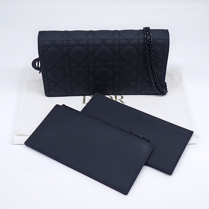 ディオール Dior ハンドバッグ/ショルダーバッグ レディディオール チェーンポーチ S0204ONMJ ブラック カナージュ ラムスキン 【中古】