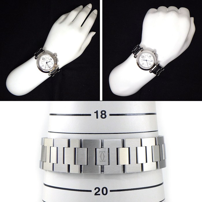 カルティエ Cartier 腕時計 パシャC W31074M7 ホワイト文字盤 デイト