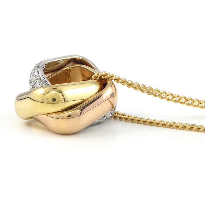 カルティエ Cartier ネックレス トリニティ クッション N7424481 セミパヴェ スリーカラー 54ポイント ダイヤモンド 計0.39ct K18PG K18WG K18YG 【箱・保付き】 【中古】