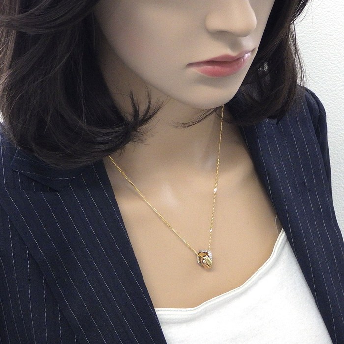 カルティエ Cartier ネックレス トリニティ クッション N7424481 セミパヴェ スリーカラー 54ポイント ダイヤモンド 計0.39ct K18PG K18WG K18YG 【箱・保付き】 【中古】