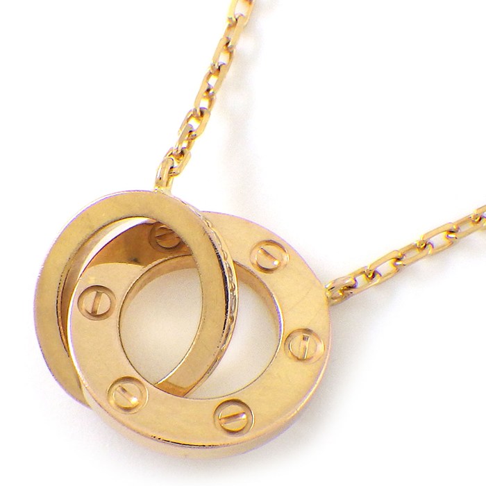カルティエ Cartier ネックレス ラブサークル B7224528 パヴェ 48ポイント ダイヤモンド 計0.30ct K18PG 【箱・保付き】 【中古】