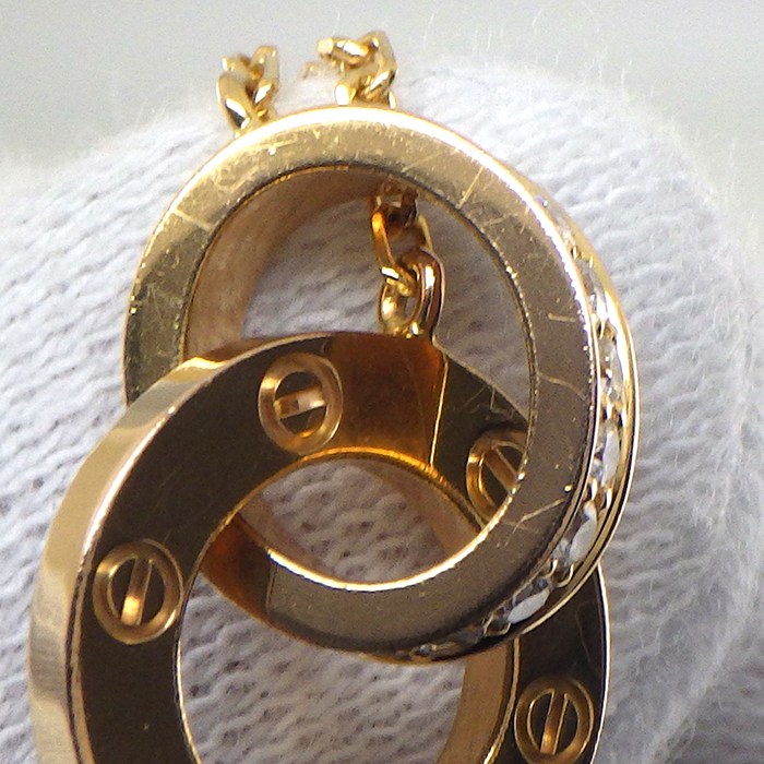 カルティエ Cartier ネックレス ラブサークル B7224528 パヴェ 48ポイント ダイヤモンド 計0.30ct K18PG 【箱・保付き】 【中古】