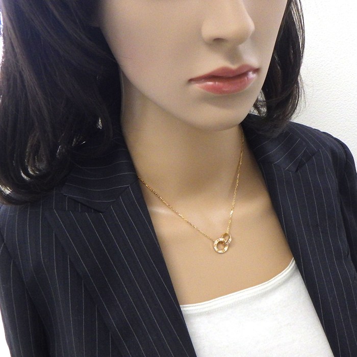 カルティエ Cartier ネックレス ラブサークル B7224528 パヴェ 48ポイント ダイヤモンド 計0.30ct K18PG 【箱・保付き】 【中古】