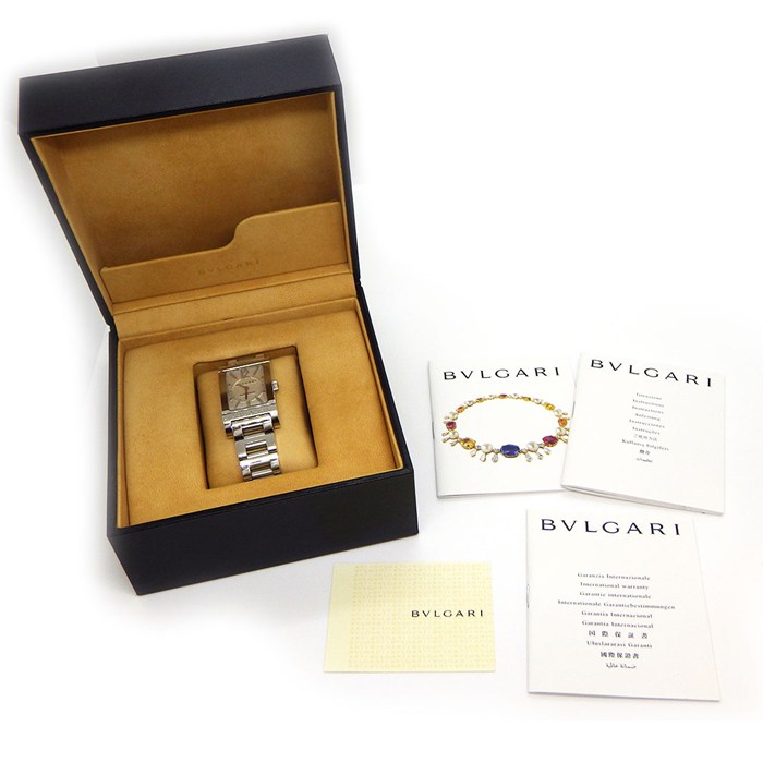ブルガリ BVLGARI 腕時計 レッタンゴロ RT45S レクタンギュラー シルバー文字盤 デイト SS 自動巻き 【中古】