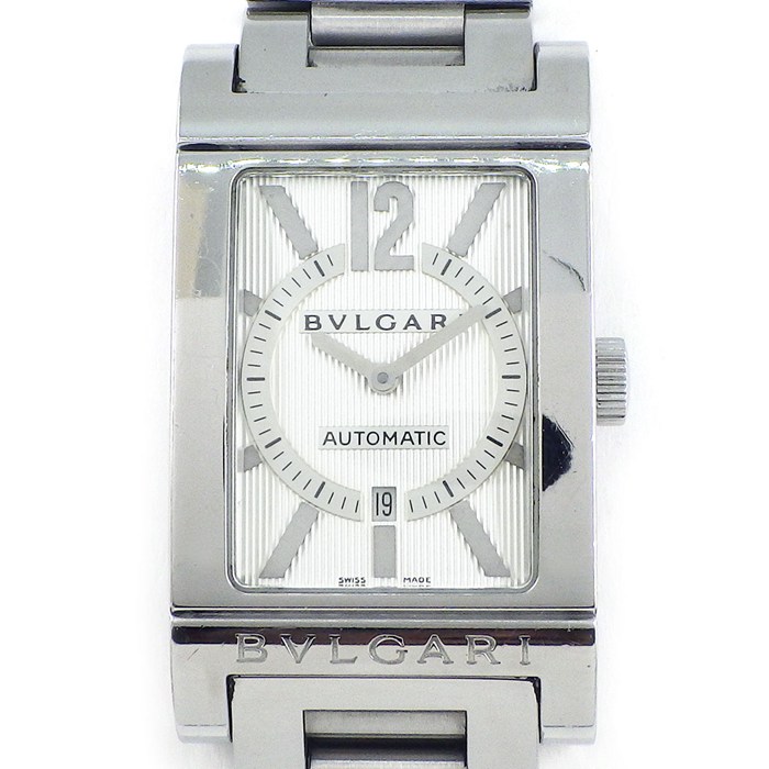 ブルガリ BVLGARI 腕時計 レッタンゴロ RT45S レクタンギュラー シルバー文字盤 デイト SS 自動巻き 【中古】
