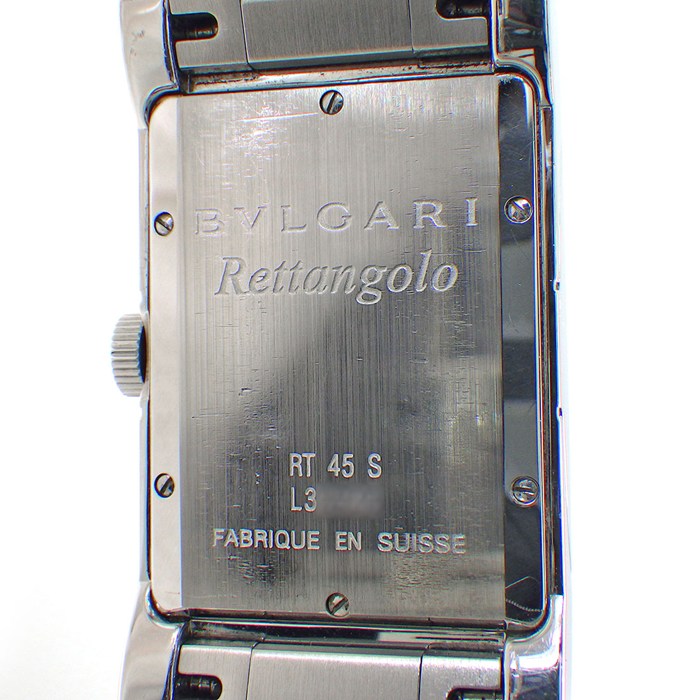 ブルガリ BVLGARI 腕時計 レッタンゴロ RT45S レクタンギュラー シルバー文字盤 デイト SS 自動巻き 【中古】
