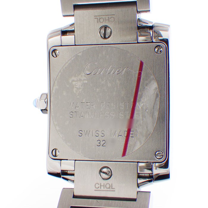 カルティエ Cartier 腕時計 タンクフランセーズ SM W4TA0008 ダイヤベゼル スクエア アイボリー文字盤 SS クオーツアナログ 【OH済み】 【箱・保付き】 【中古】