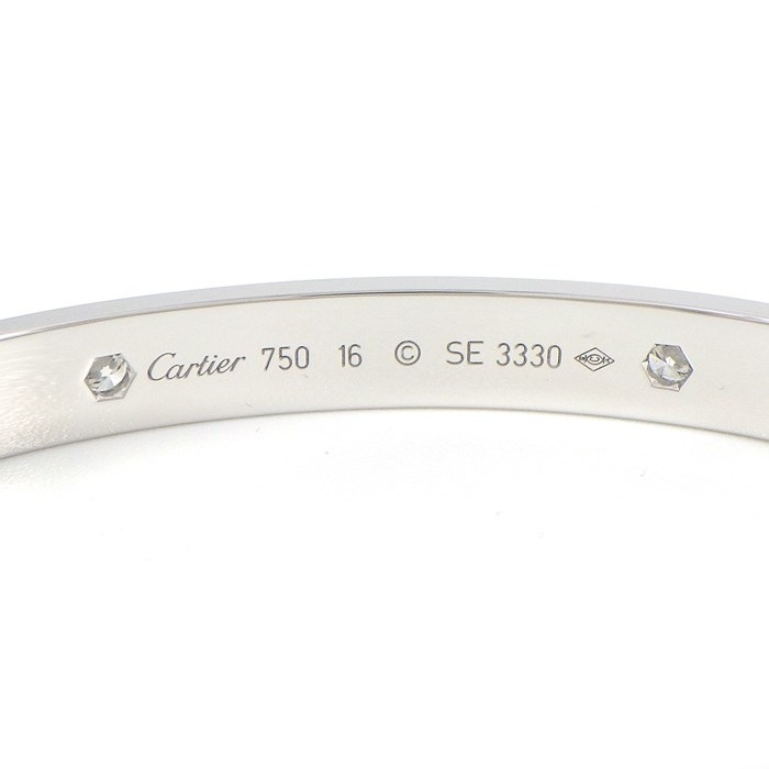 カルティエ Cartier ブレスレット ラブ クラシックモデル MM B6070116 新型 4ポイント ダイヤモンド 0.42ct K18WG / #16 【箱・保付き】 【中古】