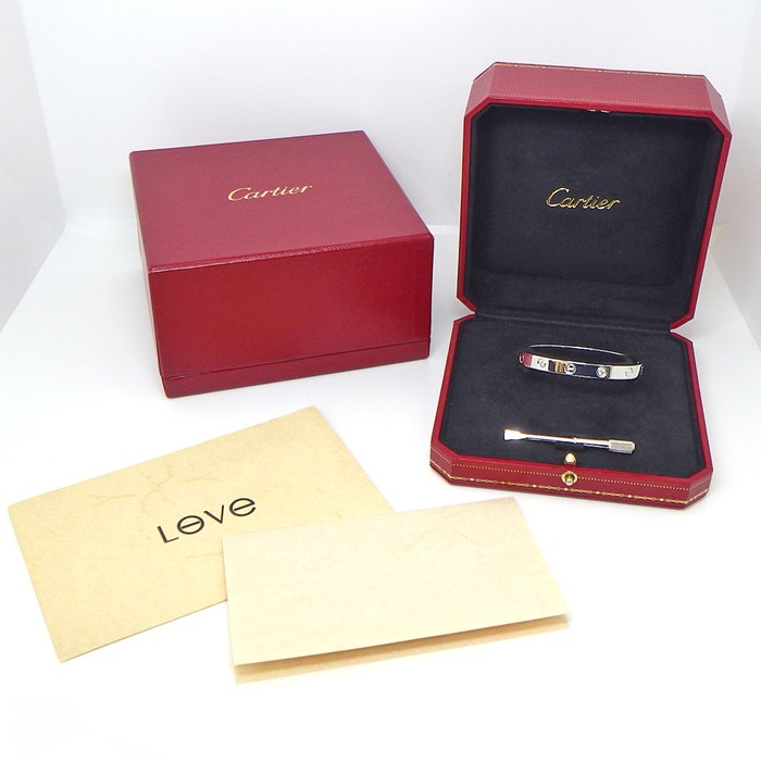 カルティエ Cartier ブレスレット ラブ クラシックモデル MM B6070116 新型 4ポイント ダイヤモンド 0.42ct K18WG / #16 【箱・保付き】 【中古】