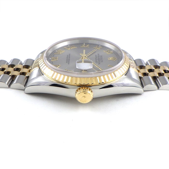 ロレックス Rolex 腕時計 デイトジャスト 36mm 16233 W番 1994-1995年製 フルーテッドベゼル サンレイ シルバー ローマン文字盤 ジュビリーブレス カレンダー SS K18YG 自動巻き 【中古】