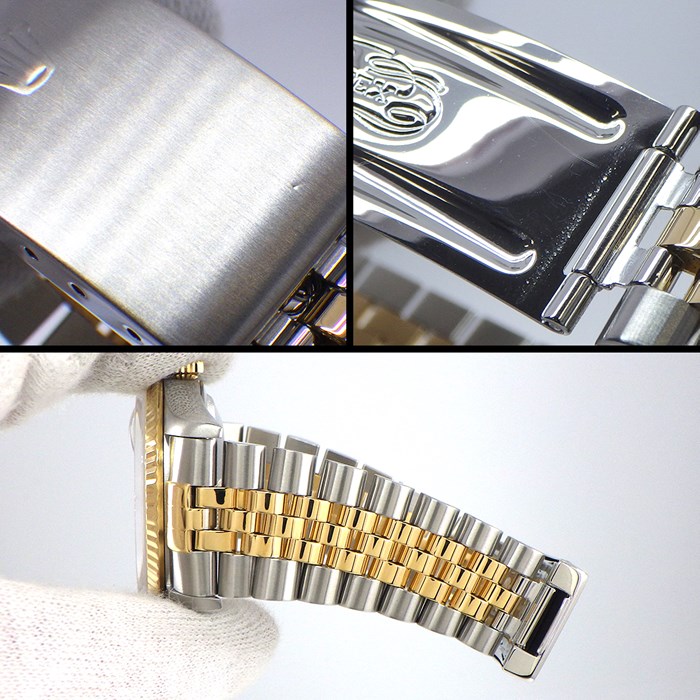 ロレックス Rolex 腕時計 デイトジャスト 36mm 16233 W番 1994-1995年製 フルーテッドベゼル サンレイ シルバー ローマン文字盤 ジュビリーブレス カレンダー SS K18YG 自動巻き 【中古】