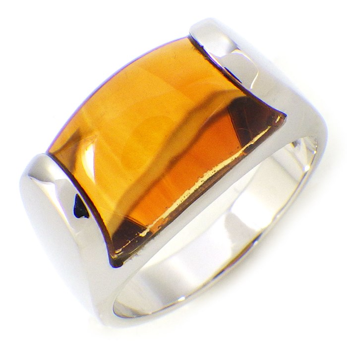 ブルガリ BVLGARI リング トロンケット カボション シトリン K18WG 14  