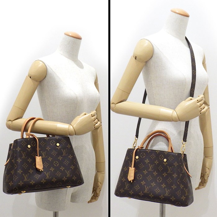 ルイ・ヴィトン Louis Vuitton ハンドバッグ ショルダーバッグ モンテーニュ BB 2014年 M41055 ブラウン パープル モノグラム キャンバス 【中古】