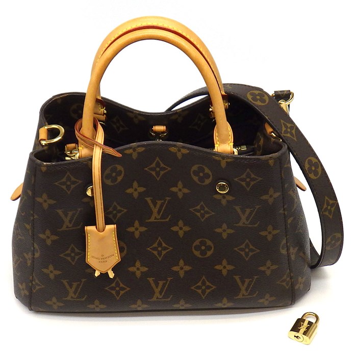 ルイ・ヴィトン Louis Vuitton ハンドバッグ ショルダーバッグ モンテーニュ BB 2014年 M41055 ブラウン パープル モノグラム キャンバス 【中古】