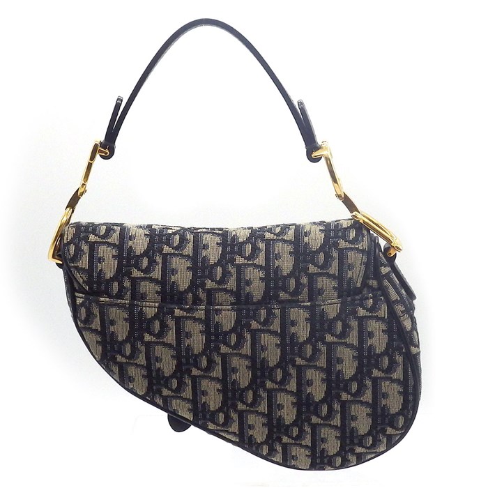 ディオール Dior ハンドバッグ サドルバッグ ミニ オブリーク M0456CTZQ_M928 ネイビー ベージュ ディオール オブリーク ジャガード カーフスキン テクニカルファブリック 【中古】
