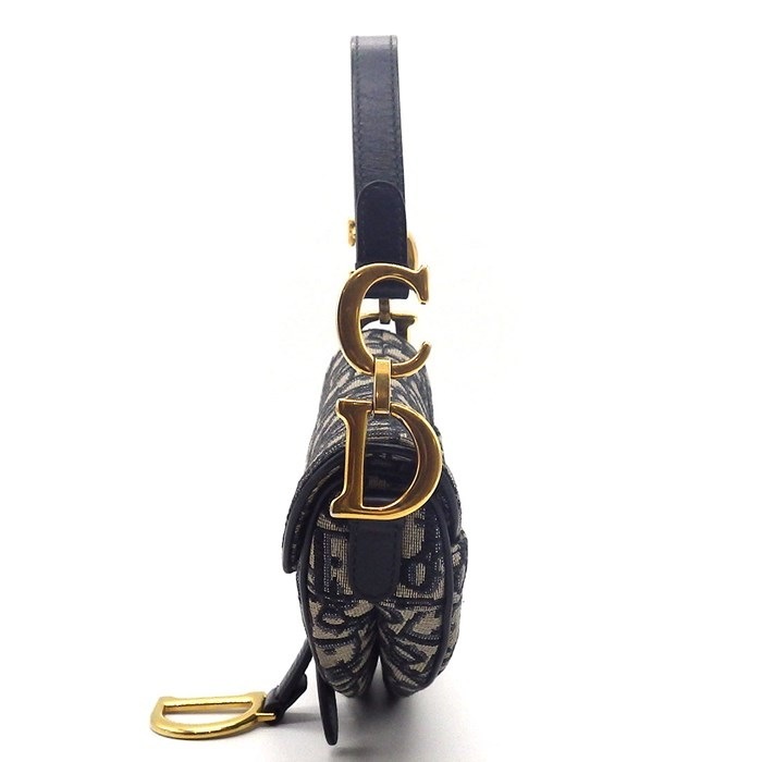 ディオール Dior ハンドバッグ サドルバッグ ミニ オブリーク M0456CTZQ_M928 ネイビー ベージュ ディオール オブリーク ジャガード カーフスキン テクニカルファブリック 【中古】