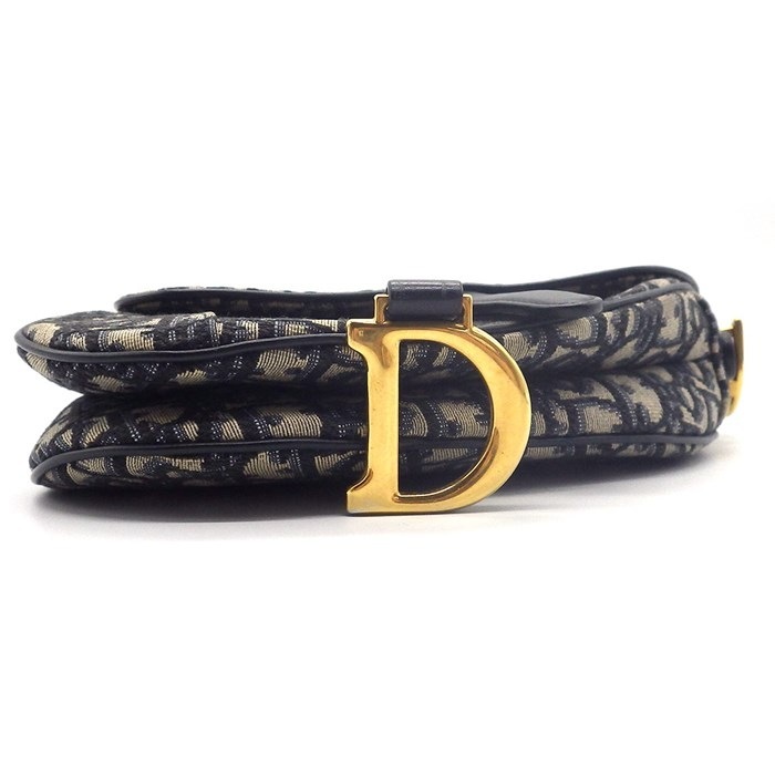 ディオール Dior ハンドバッグ サドルバッグ ミニ オブリーク M0456CTZQ_M928 ネイビー ベージュ ディオール オブリーク ジャガード カーフスキン テクニカルファブリック 【中古】