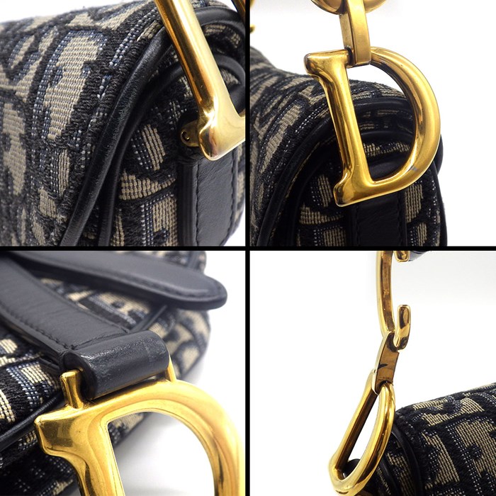 ディオール Dior ハンドバッグ サドルバッグ ミニ オブリーク M0456CTZQ_M928 ネイビー ベージュ ディオール オブリーク ジャガード カーフスキン テクニカルファブリック 【中古】