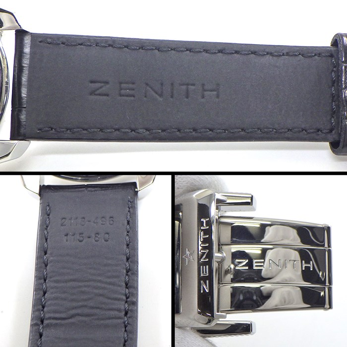 ゼニス ZENITH 腕時計 エル プリメロ ストライキング 10th 03.2041.4052 世界1969本限定 デイト クロノグラフ スモールセコンド シルバー文字盤 SS ブラック アリゲーターレザー 自動巻き 【箱・保付き】 【中古】