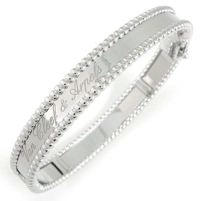 ヴァンクリーフ＆アーペル Van Cleef & Arpels バングル ペルレ シニアチュール ミディアムモデル VCARP3K800 シグネチャー ロゴ K18WG / #XS 【中古】