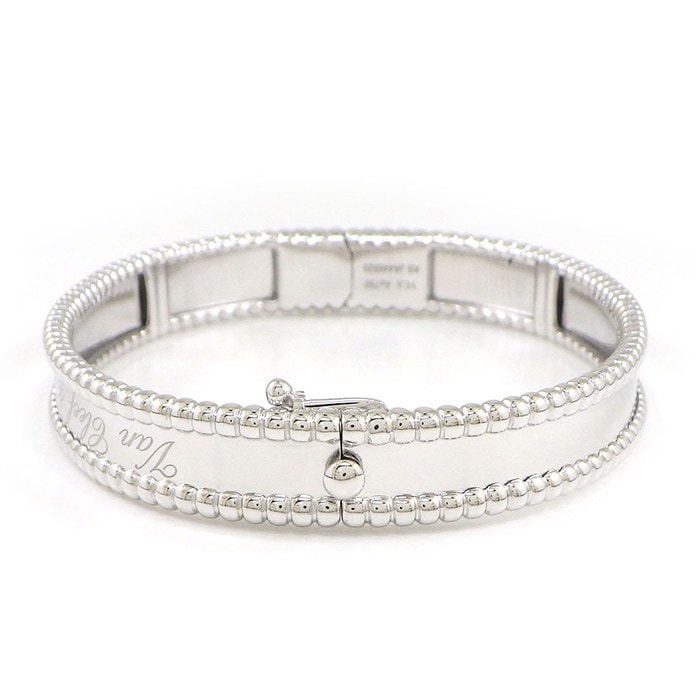 ヴァンクリーフ＆アーペル Van Cleef & Arpels バングル ペルレ シニアチュール ミディアムモデル VCARP3K800 シグネチャー ロゴ K18WG / #XS 【中古】