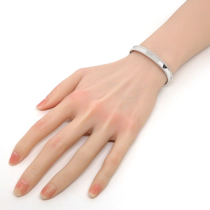 ヴァンクリーフ＆アーペル Van Cleef & Arpels バングル ペルレ シニアチュール ミディアムモデル VCARP3K800 シグネチャー ロゴ K18WG / #XS 【中古】