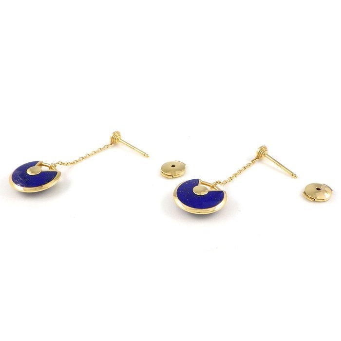 カルティエ Cartier ピアス アミュレット XS スウィング ドロップ ラウンド サークル ラピスラズリ ダイヤモンド K18YG 【中古】