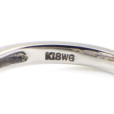 【ホワイトシェル ダイヤモンド】 ピンキーリング 蝶 バタフライ 2モチーフ ホワイト シェル ダイヤモンド 計0.16ct K18WG 白 5号 【中古】
